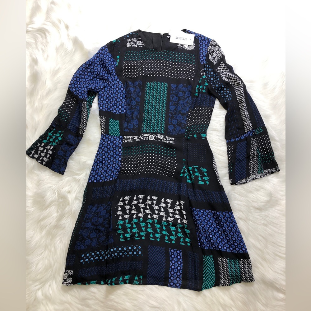 NWT Derek Lam 10 Crosby Silk Print Fit & Flare Dress - Picture 6 of 7